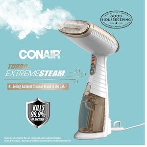 Conair Handheld Garment Steamer for Clothes, Turbo ExtremeSteam 1875W, Portable Handheld Design, Strong Penetrating Steam, White / Champagne