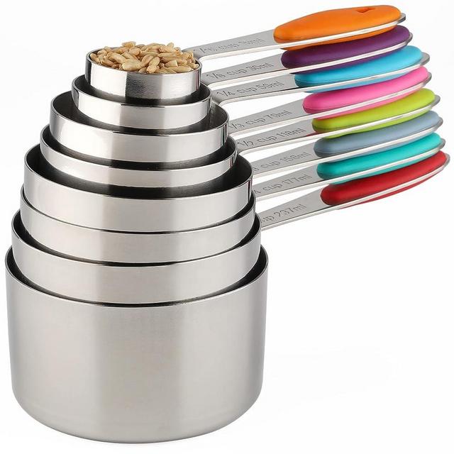 Measuring Cups Set of 8 Stainless Steel Stackable Nesting Measuring Cups for Dry and Liquid Ingredients