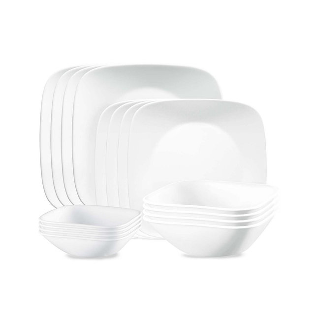 Corelle Vivid White 16 Piece Dinnerware Set, Service for 4