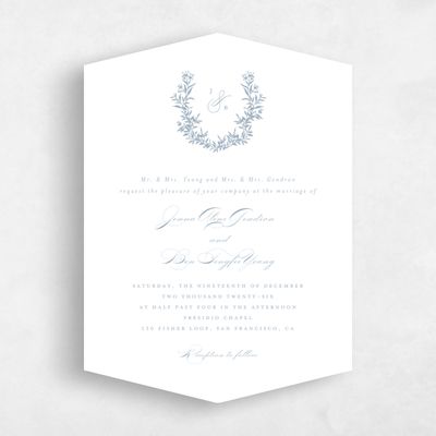 Blue Diamond Wedding Invitation - Vienna Portrait