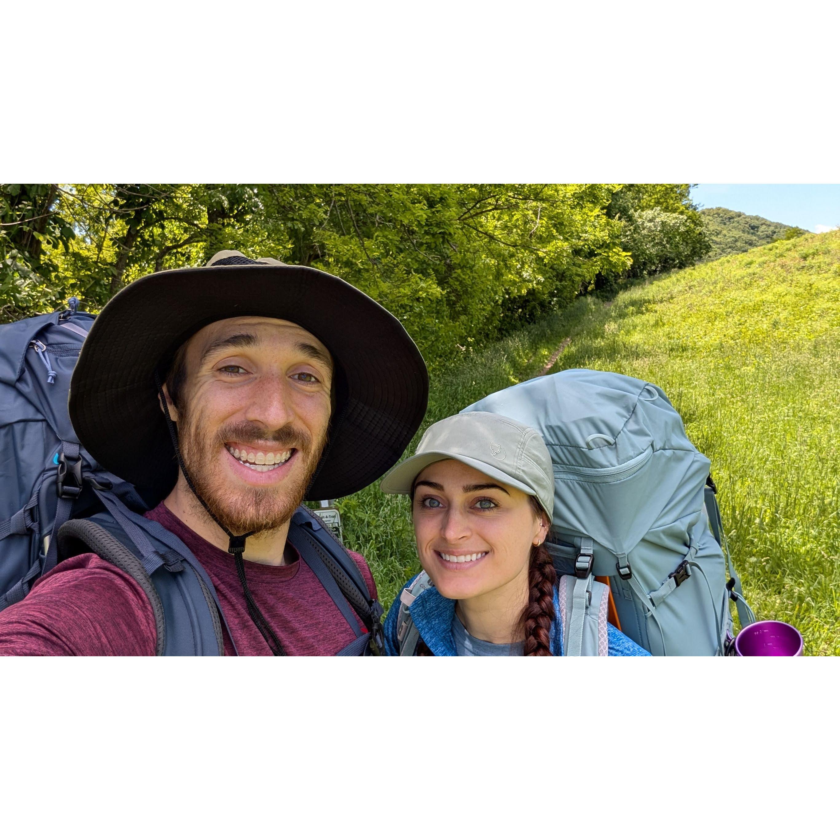 Our first (of hopefully many) backpacking trips! This was at Three Ridges Loop, VA.