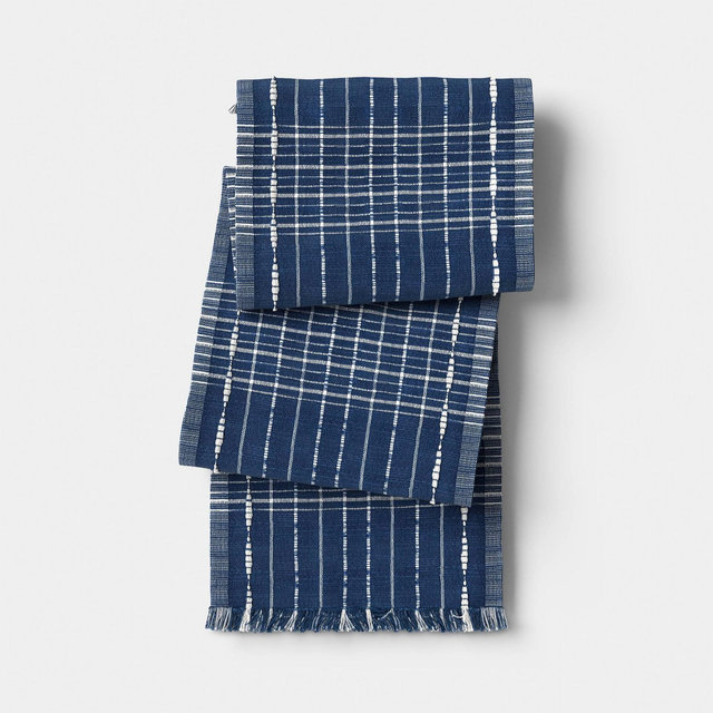 72"x14" Woven Table Runner Dark Blue - Threshold™