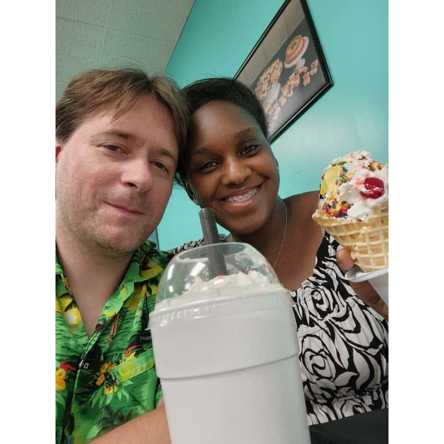 Our years of dating included many ice cream outings. We plan to continue dating each other during our marriage.