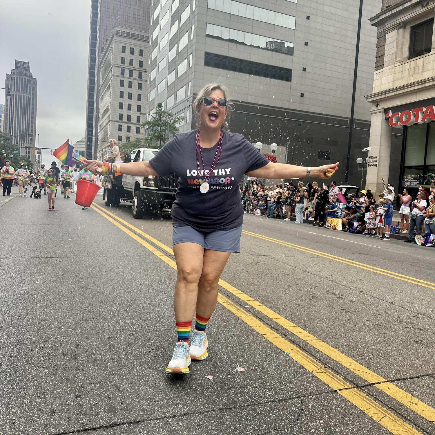 One of the best pictures of Kristy that captures her spirit and the spirit of Columbus Pride. Joyful, free, and ready to party!