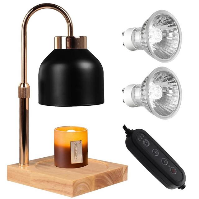 GEEZO Candle Warmer Lamp, Adjustable Height Candle Lamp Warmer with Timer, Electric Dimmable Wax Melt Warmer for Jar Candles with 2 Bulbs, Gifts for Mom, Bedroom Home Decor Aesthetic