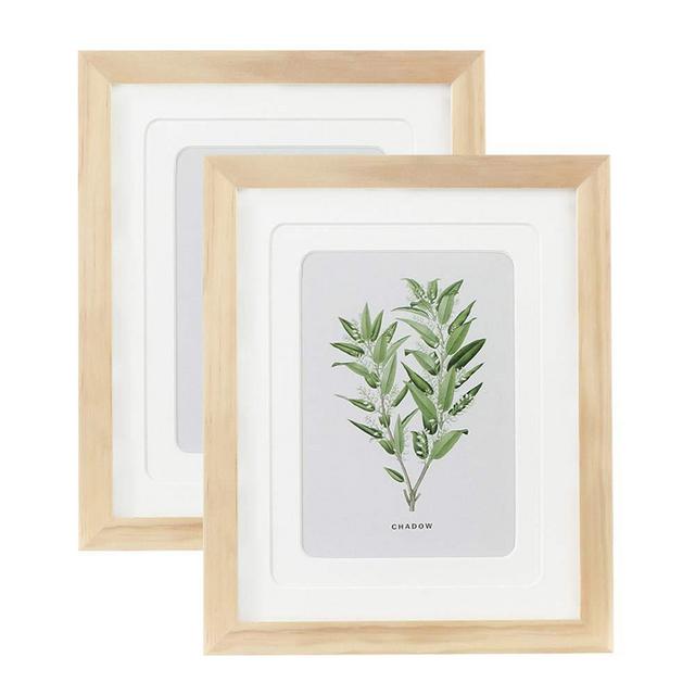 ENGLANT 2 Pack 8x10 Picture Frame Wood Photo Frame for Pictures 5x7 with Mat or 8x10 Without Mat Natural Color