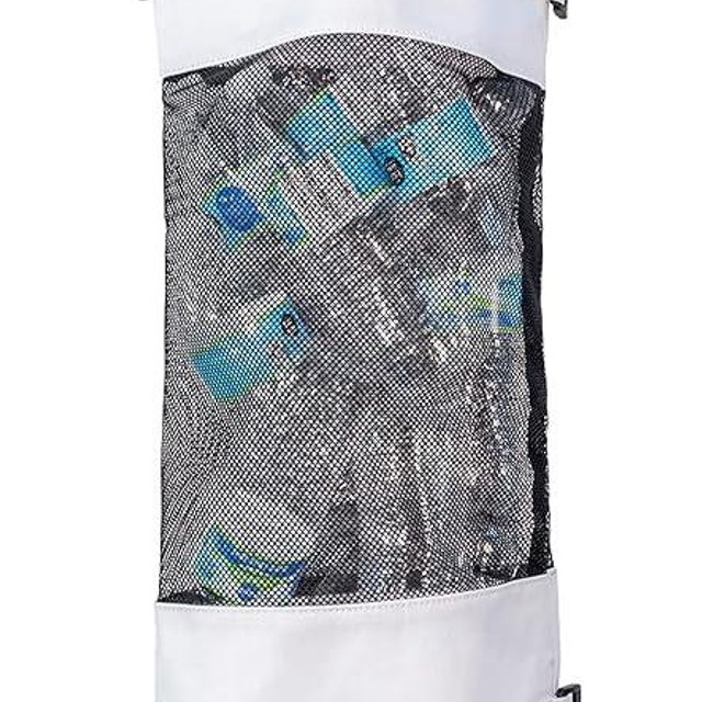 Deluxe Recycles Portable Mesh Trash Bag for Boat - Washable Leakproof Outdoor Garbage Bags for Boat, Kayak or Camper – Lightweight & Large Capacity Bin Bag (White)