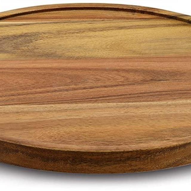 11" Acacia Wood Lazy Susan Organizer Kitchen Turntable for Cabinet Pantry Table Organization