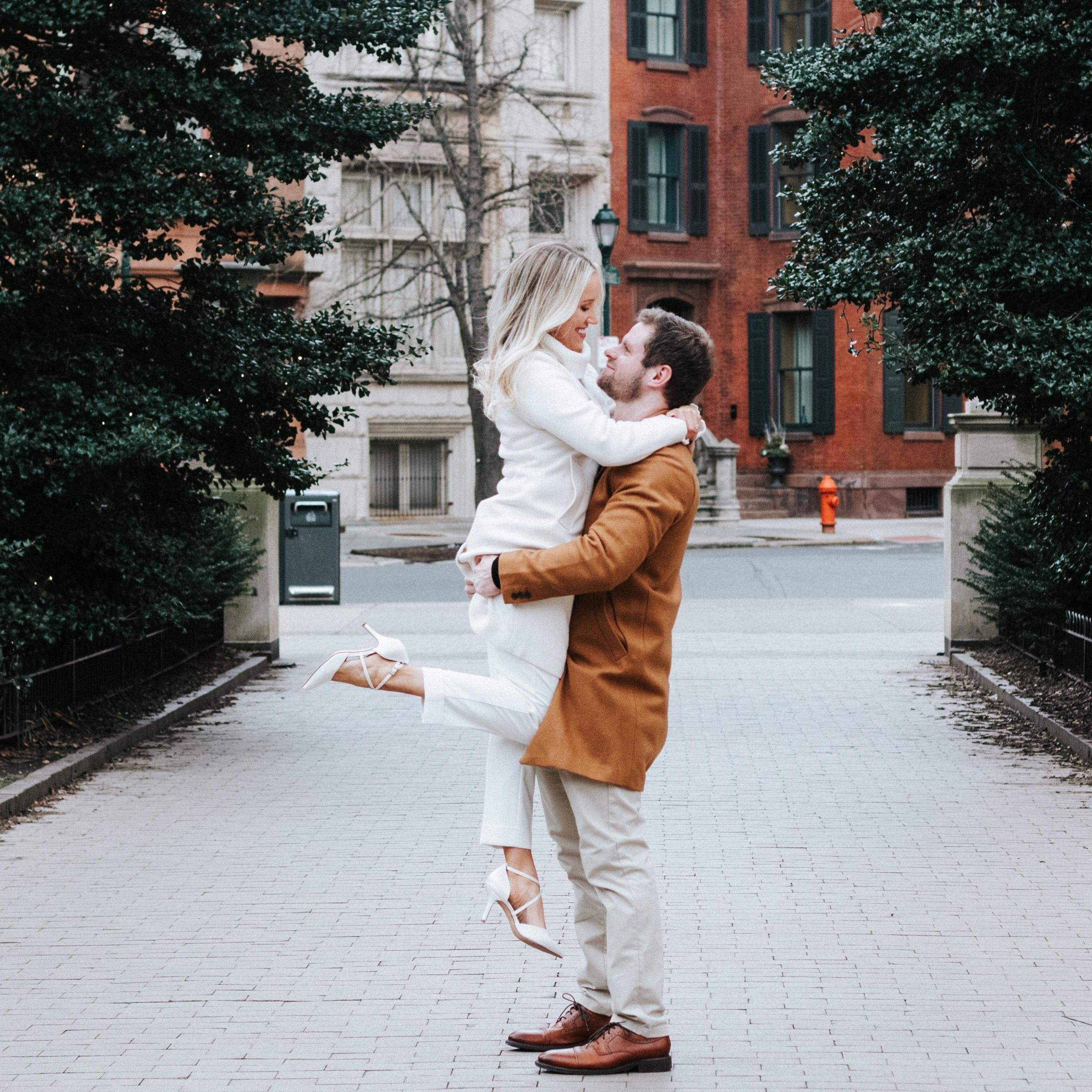 Engagement pictures in Rittenhouse Square - January 2021