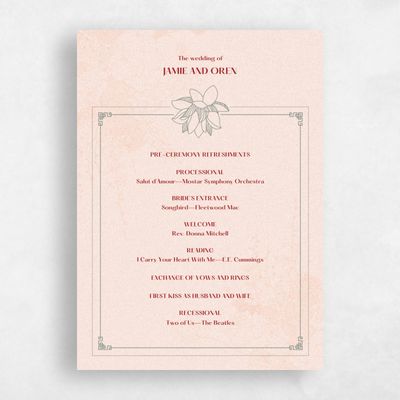 Blush, Pink Wedding Program - Ames