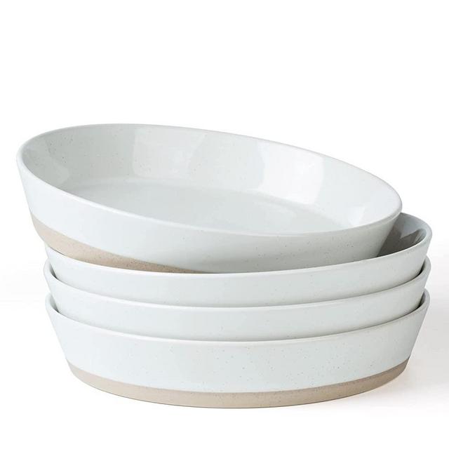 famiware Saturn 4 Pieces Paste Bowls Set, 8.75 inch Salad Bowls, Stackable, Large Capacity, Perfect for Your Friend for Housewarming, Thanksgiving, White