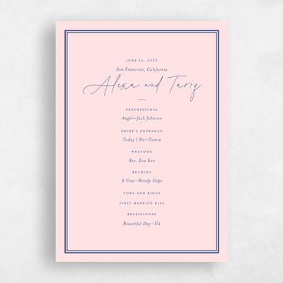 Soft Pink Wedding Program - Micah