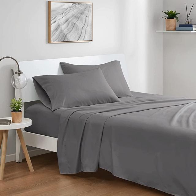 Coolmax Cooling Sheets for King Size Bed | Best Sheet Set for Hot Sleepers | Soft, Deep Pocket, Grey, 4-Pcs