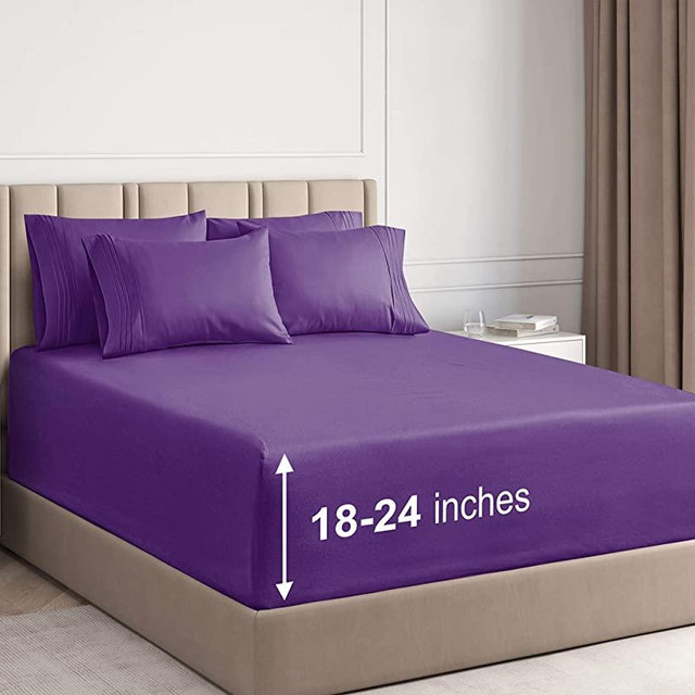 Extra Deep Pocket Sheets - 6 Piece Sheet Set - King Size Sheets Deep Pocket - Extra Deep Bed Sheets - Deep King Fitted Sheet Set - Super and Ultra Deep Sheets - For Deep Pockets Mattress - Fits Easily