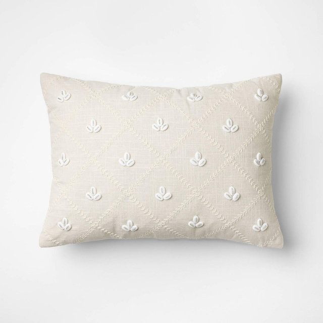 Lumbar Embellished Shell Throw Pillow Cream - Threshold™ designed with Studio McGee