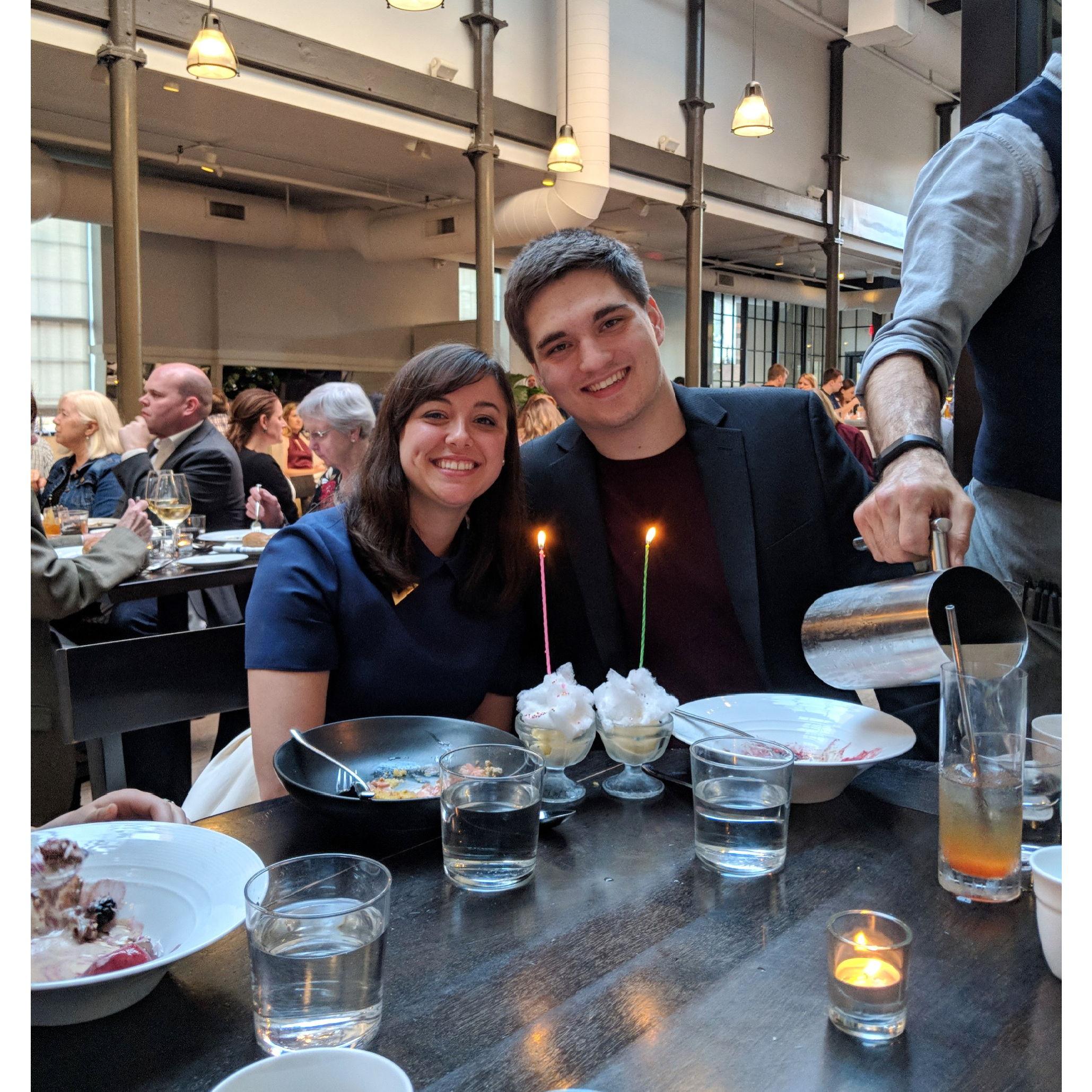 Us celebrating our graduation from St. Olaf College in May of 2019.