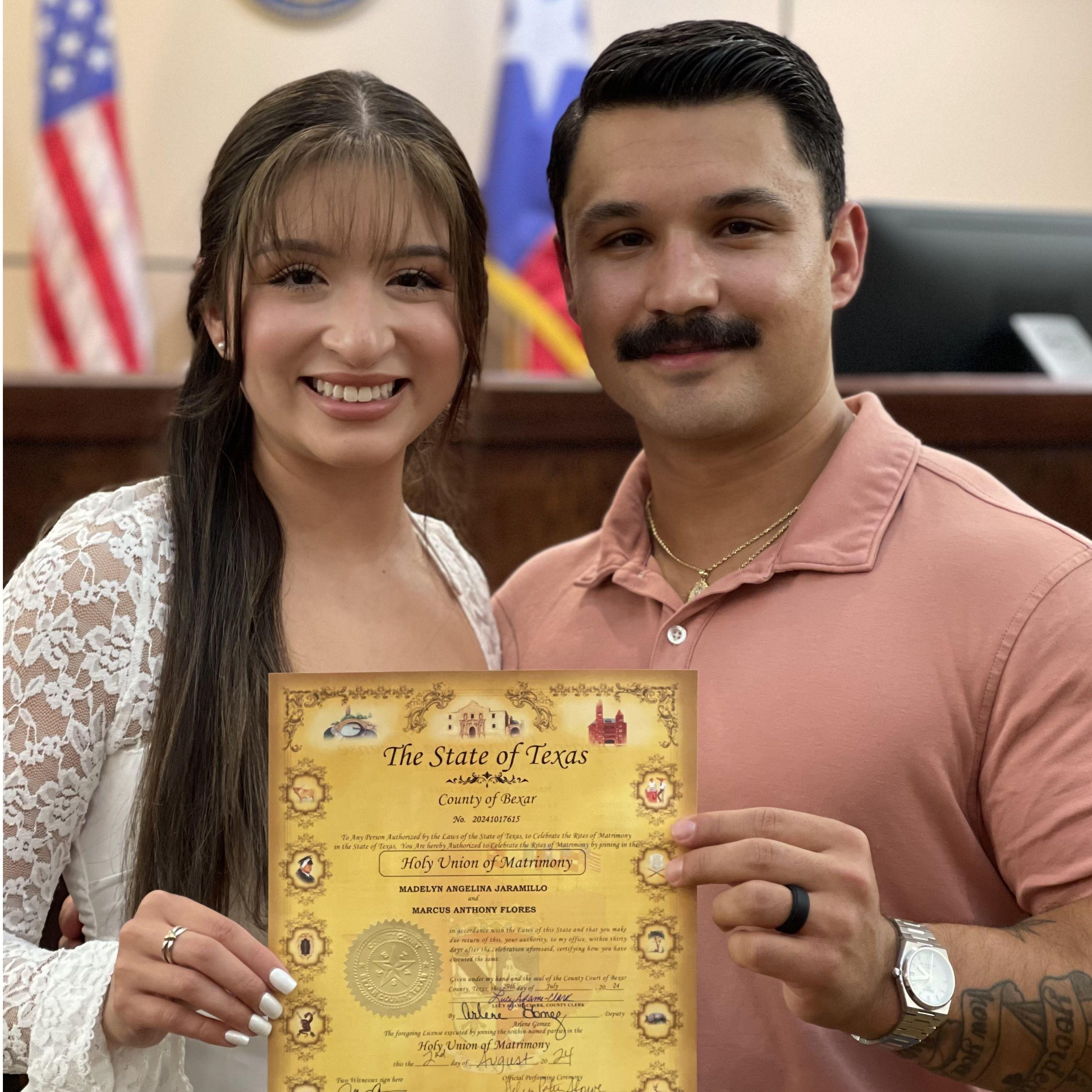 August 2nd, 2024... our civil marriage ceremony in Texas