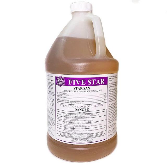 Five Star Chemicals Five Star - Star San - 1 Gallon (128 OZ) - Food-Grade High Foaming Acid Sanitizer, 8 Pound (Pack of 1)