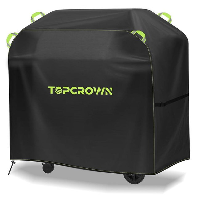 TOPCROWN Grill Cover for Outdoor Grill, Universal Fit 45"-75" BBQ Gas Grill Waterproof Anti-UV Oxford Fabric Windproof Design with Adjustable Straps, Fits Weber/Char-Broil/Nexgrill and More (48")