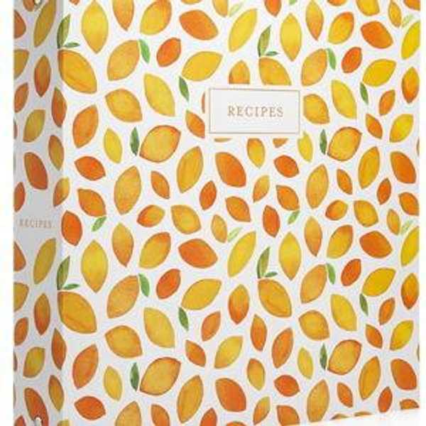 Jot & Mark 8.5" x 11" Sturdy 3 Ring Recipe Binder with Spill-Proof Clear Binder Sleeves Sheet Protector, 30 Dual-Sided Recipe Card Pages for Written & Printed Recipes, Tabbed Dividers, Lemon Twist