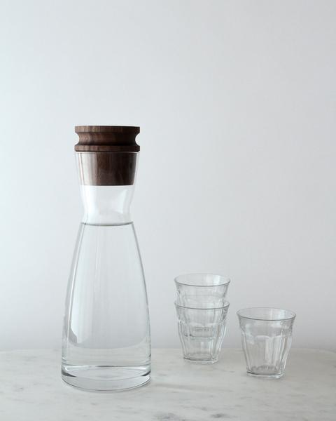 Italian Glass Carafe with Walnut Wood Stopper