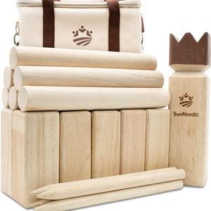 Kubb Yard Game Set, Garden Rubber Wood Outdoor Tossing Game with Canvas Carry Bag, Giant Viking Outdoor Chess Game for Kids, Adults & Backyard Lawn