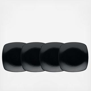 Black on Black Square Appetizer Plate, Set of 4