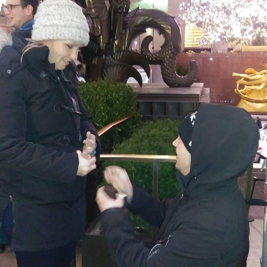 The sweetest Strangers in line Captured this moment for us !!!! Rockafella Center New York City December 14, 2019