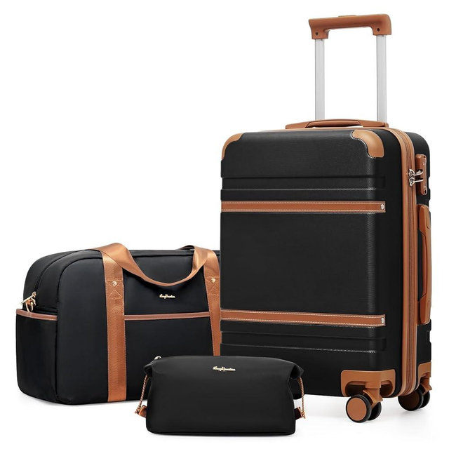 LONG VACATION Carry On Luggage Set 3 Piece, 20 Inch ABS+PC Hardshell Carry on Suitcase with Spinner Wheels TSA Lock & YKK Zipper