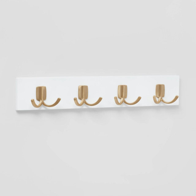Modern Octopus 4 Rail Gold Hooks White - Brightroom™