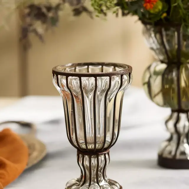 Striped Iron + Glass Vase Small