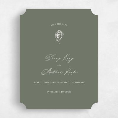 Green Ticket Wedding Save the Date - Lyra Portrait