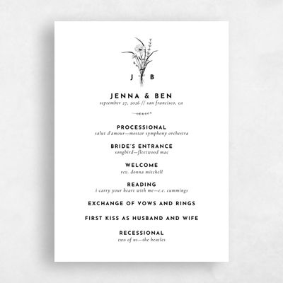 White Wedding Program - Prins