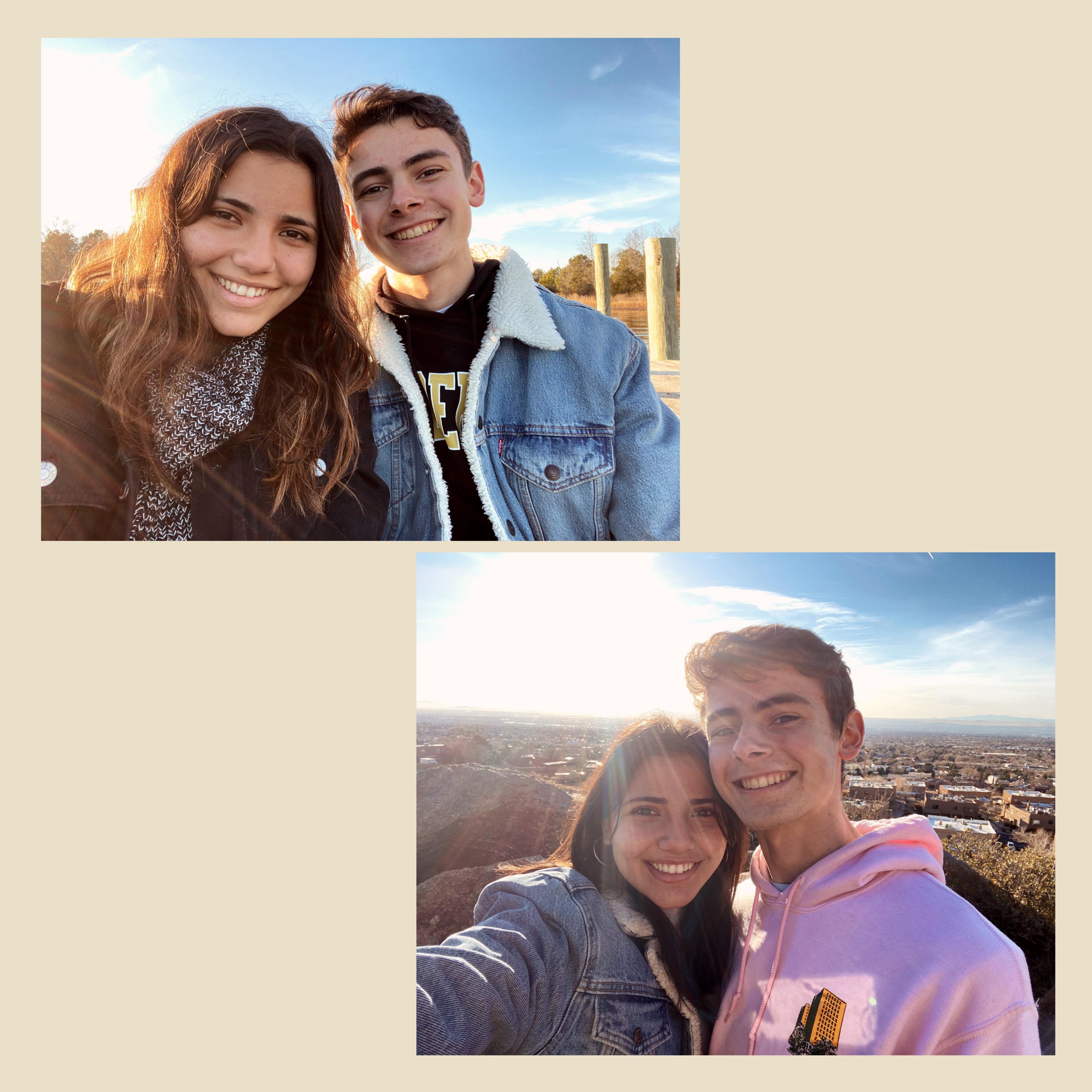 In winter of 2020 they finally got to visit each other's families. Bonus-they got to see their faces in daylight (no masks)!