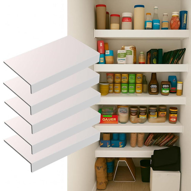 Gideio Wire Shelf Covers 36x16 Inch 5-Pack Faux Wood Overlay, Snap-On Design for Pantry, Linen Closet & Kitchen, Removable & Easy-Clean White