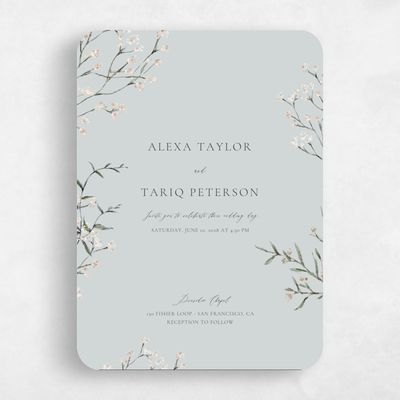 Blue Rounded Wedding Invitation - Sweetbay Portrait