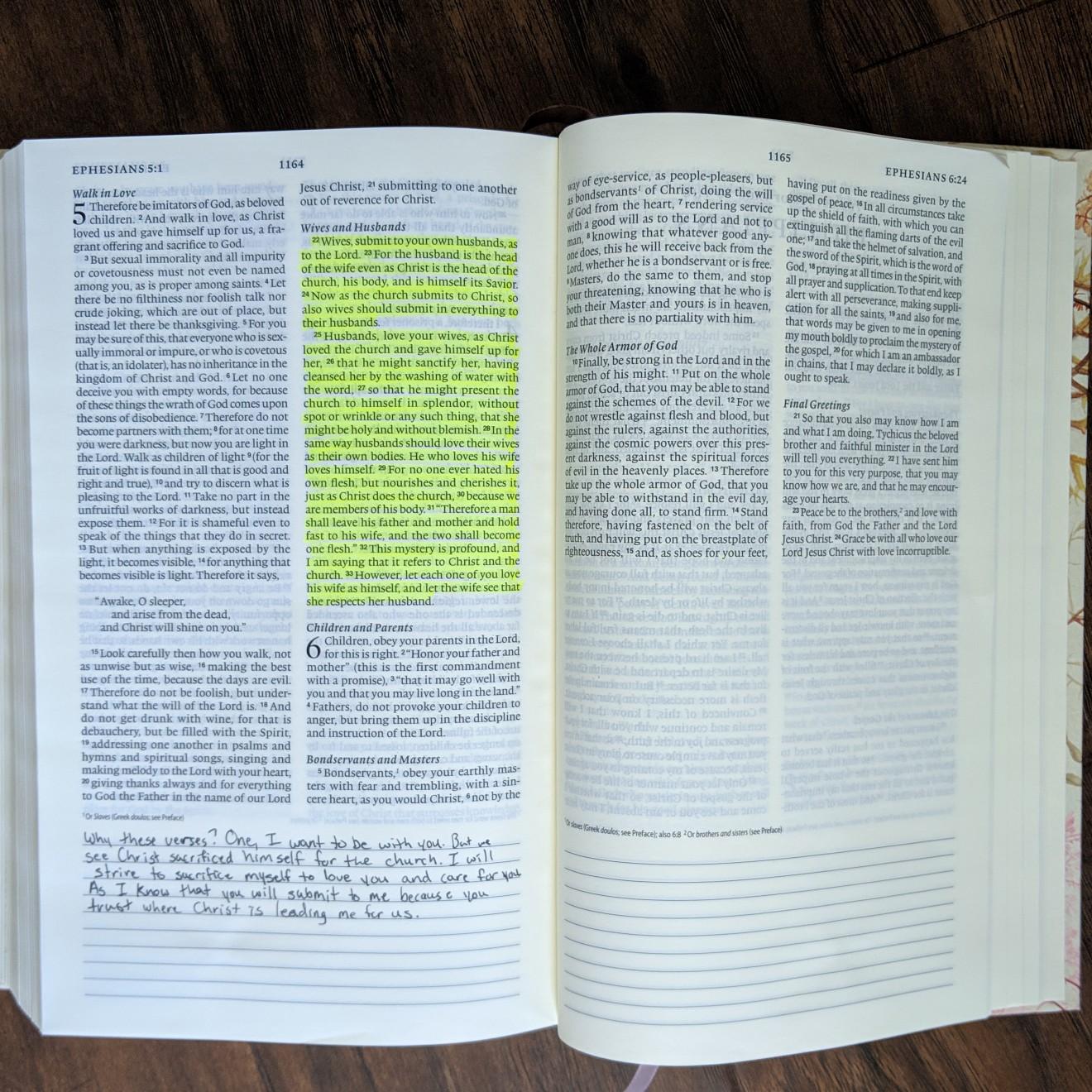 The last verse highlighted in Emily's Valentine's day present