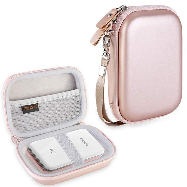 Canboc Hard Carrying Case Replacement for Canon Ivy Mobile Mini CLIQ CLIQ+ CLIQ 2 CLIQ+ 2 Instant Camera Printer Wireless Bluetooth Photo Printer, Mesh Bag fit Photo Paper Cable, Rose Gold