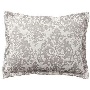 Jacquard Linen Medallion Sham, Standard, Gray
