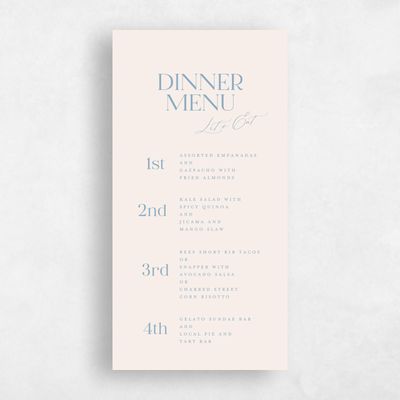 Dusty Blue Wedding Menu - Menton Portrait