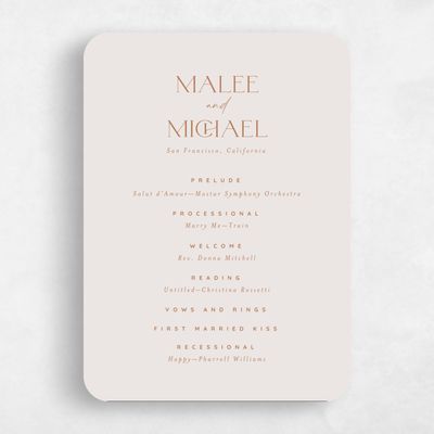 Beige Rounded Wedding Program - Buenos