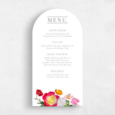 White Arch Wedding Menu - Leora