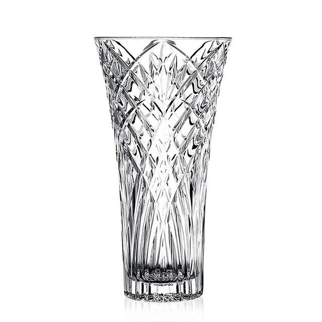 JASVIC Vase 12” Flower Vases Large Crystal Glass Vase, Lead-Free European Clear Glasses Vases for Flowers, Living Room, Dining Table Decor