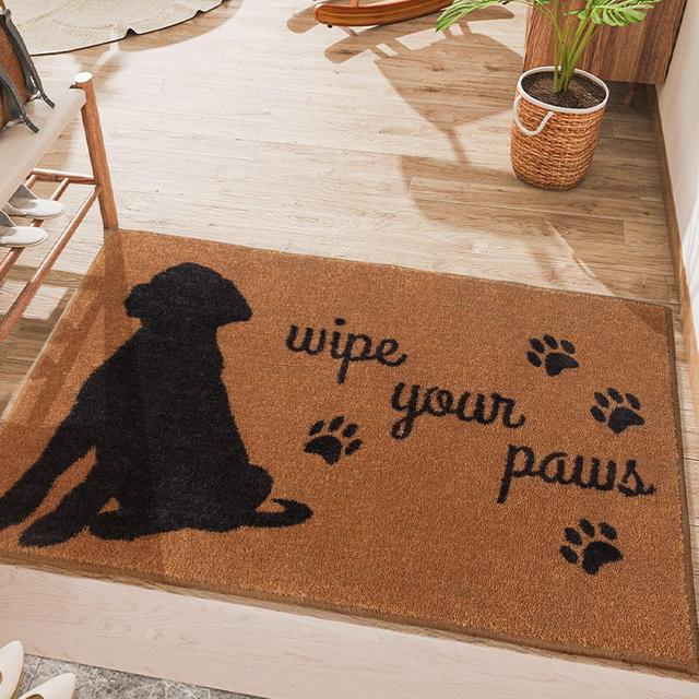 Indoor Door Mat Funny Doormat Wipe Your Paws Dog Door Mat Welcome Mats for Front Door Non-Slip Absorbent Resist Dirt Entryway Rug Washable Floor Mat