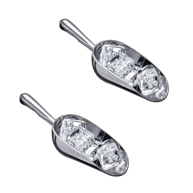 Amazing Abby - Elsa - 5-Ounce Aluminum Ice Scoops (Set of 2), Cast Aluminum Utility Scoops, Food-Grade, Good for Home and Commercial Use, NOT Dishwasher-Safe, Hand-Wash Recommended