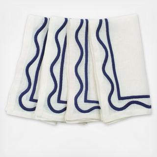 Colorblock Embroidered Napkin, Set of 4