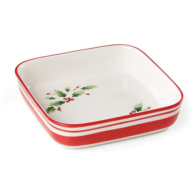 Lenox 890774 Holiday Handpaint Stripe Square Dish