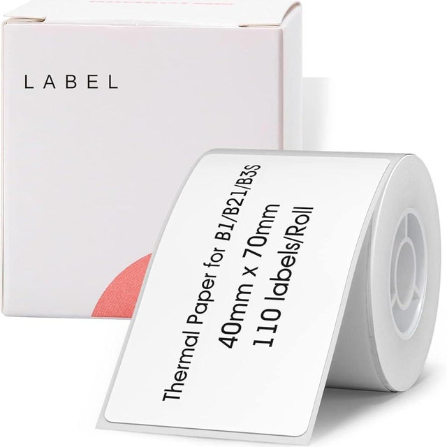 NIIMBOT Labels for B1/B21/B3S Label Maker, 1.57'' x 2.76'' (40x70mm) Thermal Sticker Label, Waterproof, Oil-Proof and Tear-Proof NIIMBOT Labels, 1 Roll of 110 Self-Adhesive Thermal Labels (White)