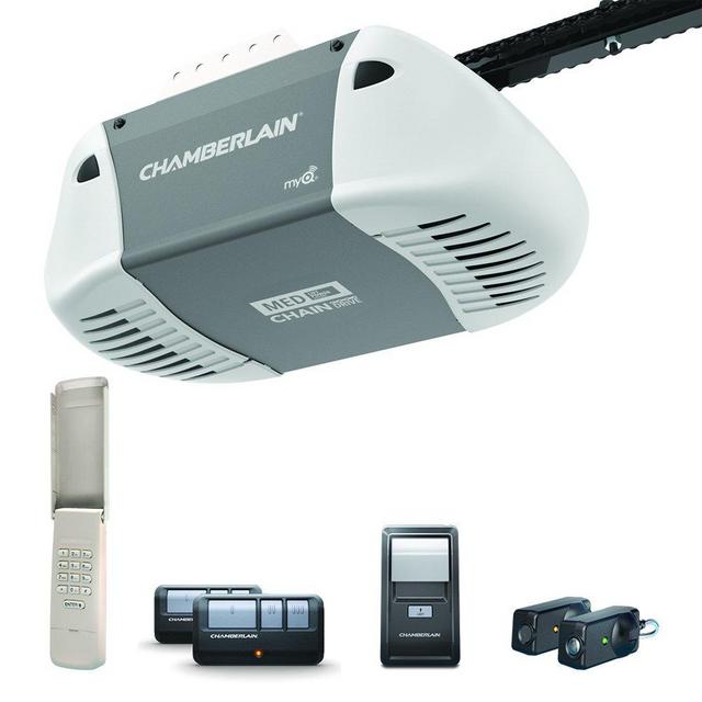 Chamberlain Group C410 Durable Chain Drive Garage Door Opener With Med Lifting Power, Pewter