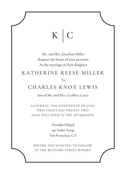 Blake Frame Letterpress | Black | Zola Wedding Invitations